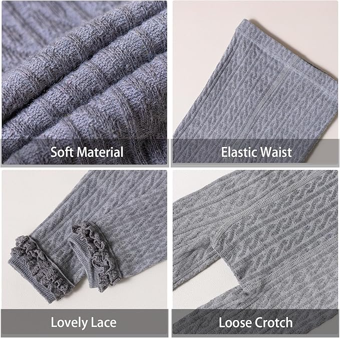 Girls Leggings for Little Girls, 2 Pack Toddler Girl Pants Leggings for Baby Tights Knitted Multi-Colors 2-9 Years