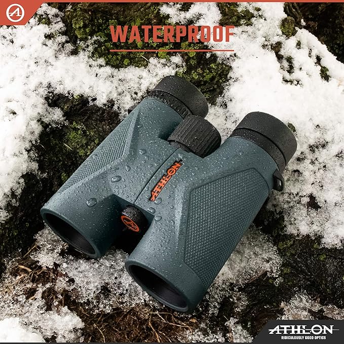 Athlon Optics 10x42 Midas UHD Gray Binoculars with Eye Relief for Adults and Kids, High-Powered Binoculars for Hunting, Birdwatching, and More