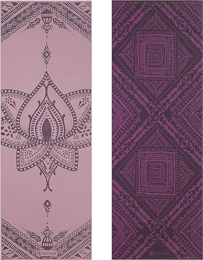 Gaiam Yoga Mat - Premium 6mm Print Reversible Extra Thick Non Slip Exercise & Fitness Mat for All Types of Yoga, Pilates & Floor Workouts (68" x 24" x 6mm Thick)