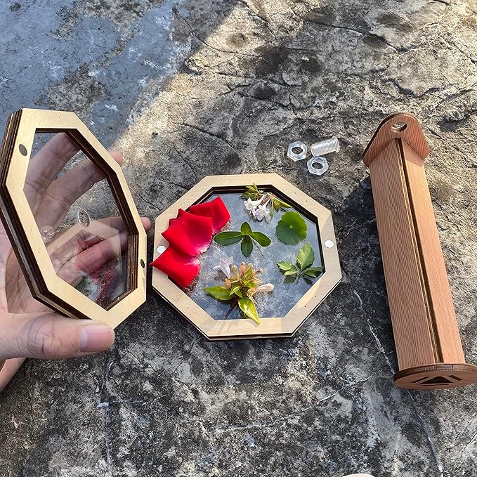 2PCS Natural DIY Kaleidoscope Kit, New Wooden Magic Rotating Kaleidoscope Making Set for Nature Lovers, Best Gift, Outdoor Classic Handmade Education Toys