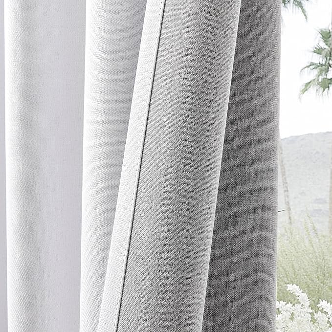 Joydeco Faux Linen Blackout Curtains for Bedroom,White Blackout Curtains 84 inches Long,100% Blackout Solid Thermal Insulated Window Drapes Luxury Decor for Living Room（W52xL84 Inch,White）